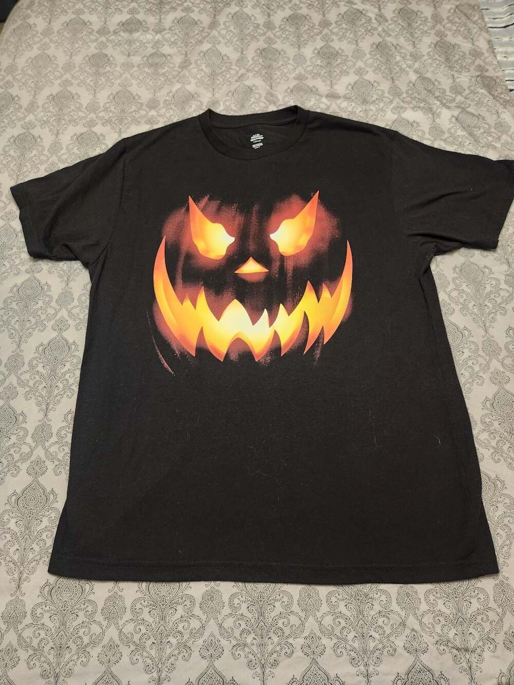 Halloween Evil Jack O' Lantern Black T-Shirt Size L